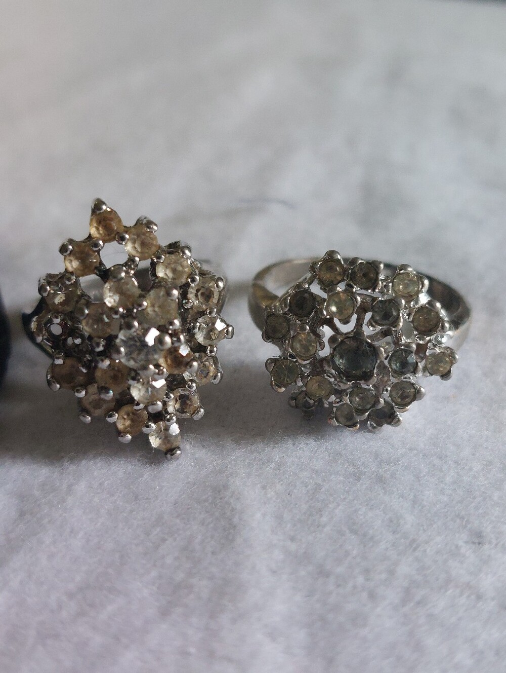 2 Vintage Statement Cocktail Rings Lot – Sterling Silver & 18KT HGE Wire Cage